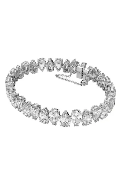 Swarovski Millenia  Crystal Pear-cut Rhodium-plated Bracelet In Silver