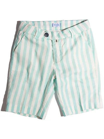 Siola Kids' Striped Linen Bermuda In Cielo