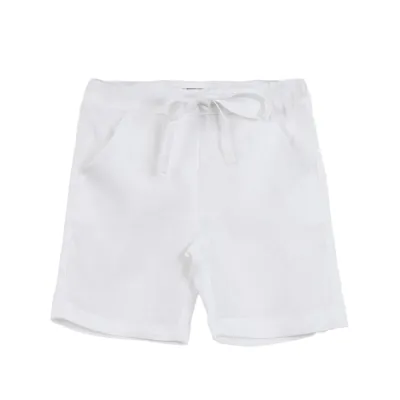 Little Bear Babies' Linen Bermuda With Drawstring In Bianco