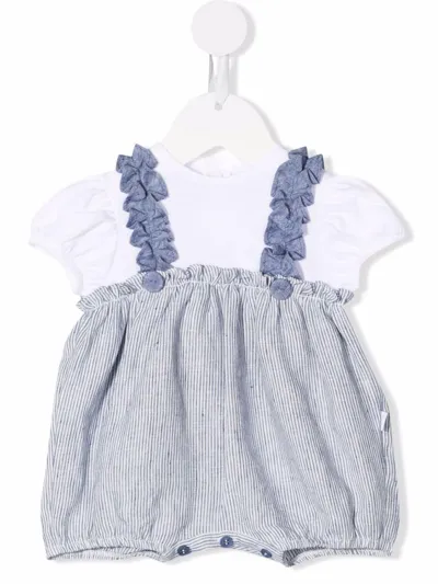 Il Gufo Babies' Striped Romper In Bianco