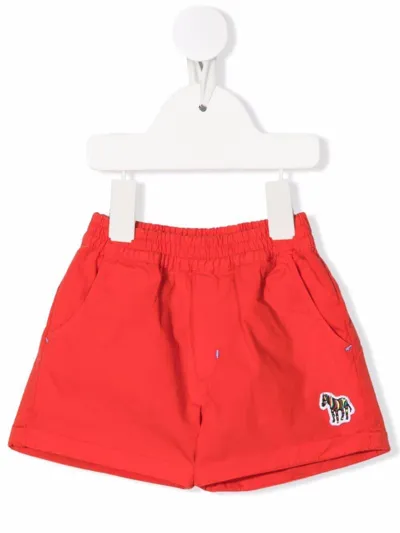 Paul Smith Junior Kids' Solid Color Bermuda In Rosso