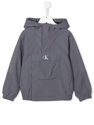 Calvin Klein Junior Jacket With Hood In Grigio