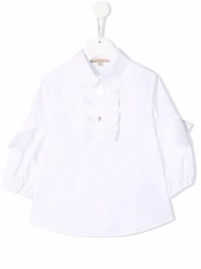 Elie Saab Kids' Shirt With Rouches In Bianco