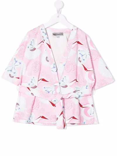 Simonetta Babies' Blouse With Removable Belt In Rosa