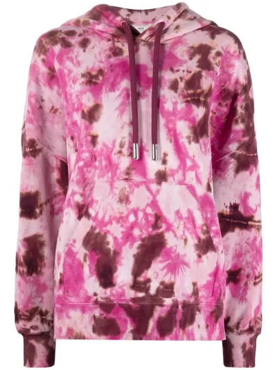 Ami Alexandre Mattiussi Ami Paris Tie Dye Cotton Hoodie In Pink,beige,brown