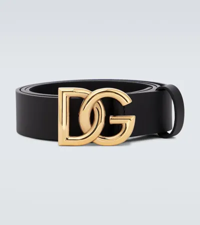 Dolce & Gabbana Dg Logo Belt In Black