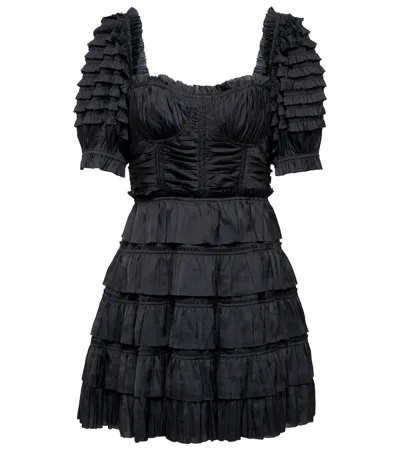 Ulla Johnson Lucette Satin Minidress In Noir