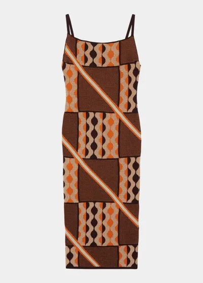 Ahluwalia Tafii Printed Midi Dress In Orange