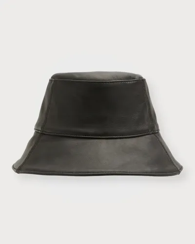 Helen Kaminski Logo Charm Suede Bucket Hat In Black Nappa