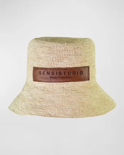 Sensi Studio Classic Crochet Lampshade Bucket Hat In Natural Cognac