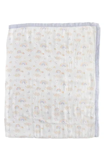 Little Unicorn Deluxe Muslin Quilted Throw In Rainbows And Raindrops