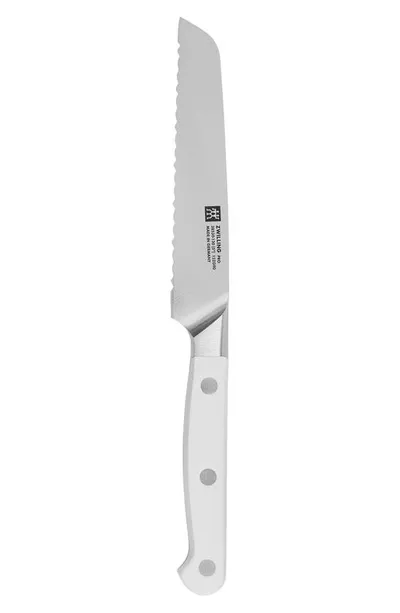 Zwilling Pro Le Blanc 5-inch Serrated Utility Knife In Silver