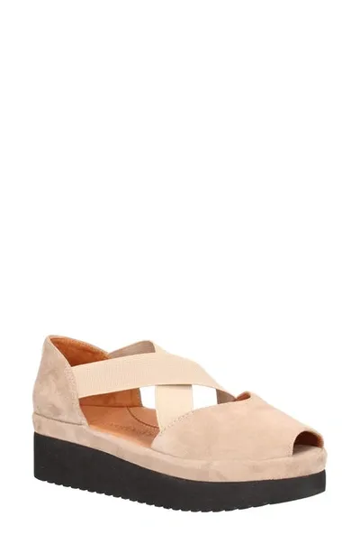 L'amour Des Pieds Alessio Open Toe Wedge In Taupe