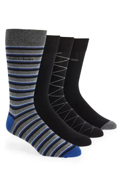 Calvin Klein Assorted 4-pack Dress Socks In Black Assorted