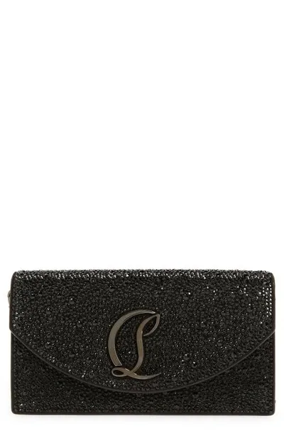 Christian Louboutin Small Loubi54 Strass Clutch In Black/ Gun Metal