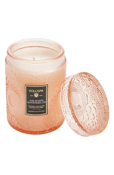 Voluspa Mini Kalahari Watermelon Glass Jar Candle 5.5 oz/ 156 G In Pink