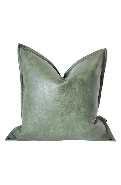 Modish Decor Pillows Faux Leather Pillow Cover In Olive