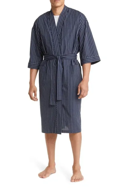 Majestic Sunset Blues Stripe Robe In Dark Navy