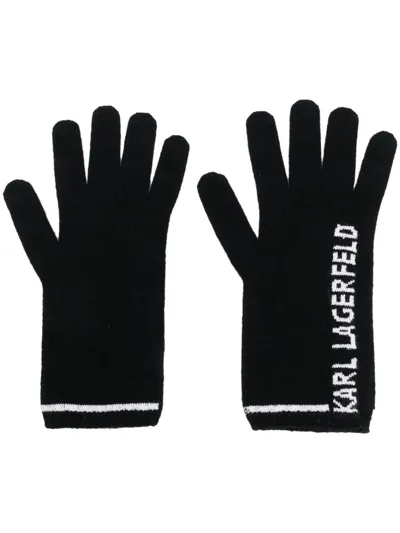 Karl Lagerfeld K/essential Knitted Gloves In Black