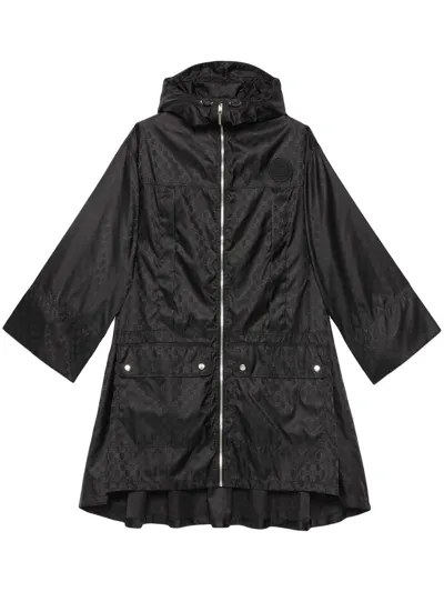 Gucci Gg Jacquard Parka Coat In Black