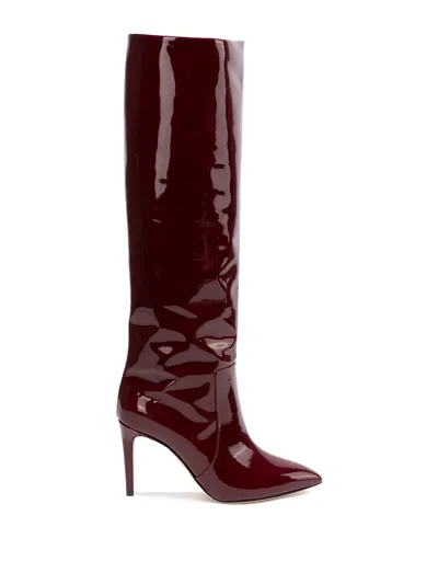 Paris Texas Patent Leather Stiletto Boots In Red