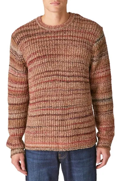 Lucky Brand Space Dye Crewneck Sweater In Warm Brown Multi Com