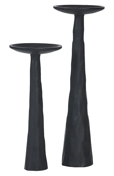 Renwil Tilde Tapered/pillar Candle Holders, Set Of 2 In Matte Black