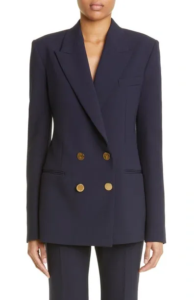 Stella Mccartney Double Breasted Long Blazer In Blu