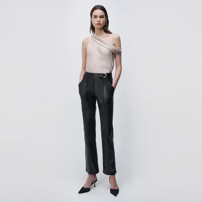 Jonathan Simkhai Baxter Vegan Leather Utility Pant In Black