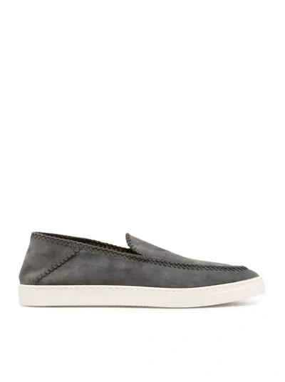 Giorgio Armani Whipstitch-trim Detail Sneakers In Grey