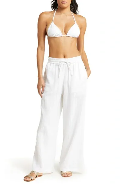 Sea Level Sunset Beach Cotton Gauze Cover-up Pants In White