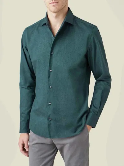 Luca Faloni Forest Green Brushed Cotton Shirt