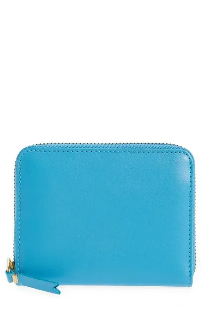 Comme Des Garçons Classic Leather Zip Accordion Wallet In Blue