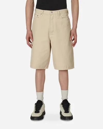 Off-white Wave Off Canvas Utility Shorts In Beige