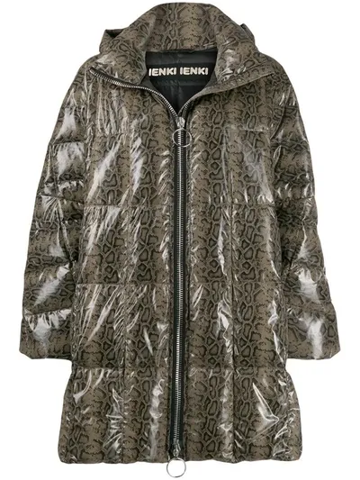 Ienki Ienki Metallic Quilted Shell Hooded Down Coat In Brown Snake