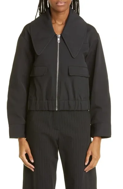 Ganni Oversized Collar Jacket In Black