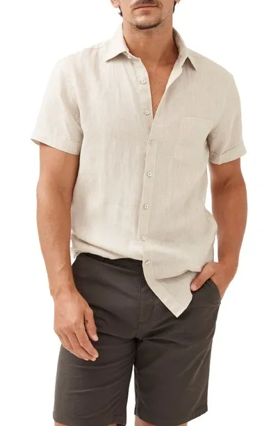 Rodd & Gunn Ellerslie Short Sleeve Linen Button-up Shirt In Sand