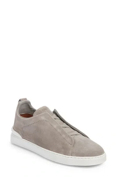 Zegna Triple Stitch Slip-on Sneaker In Gray