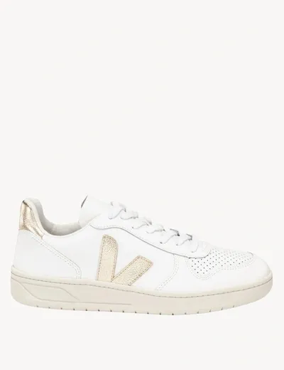 Veja V-10 Sneakers In White,gold