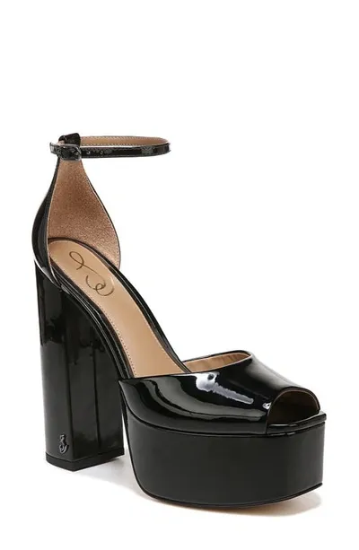 Sam Edelman Kori Ankle Strap Peep Toe Platform Sandal In Black