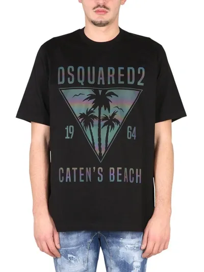 Dsquared2 Beach Cotton Jersey T-shirt In Black