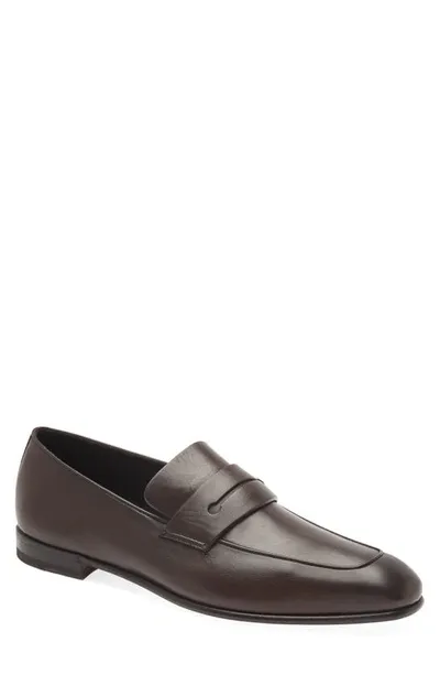 Zegna L'asola Leather Loafers In Brown