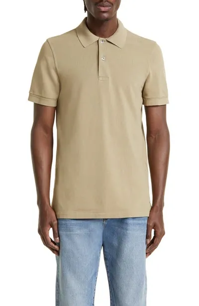 Tom Ford Short Sleeve Cotton Piqué Polo In Brine