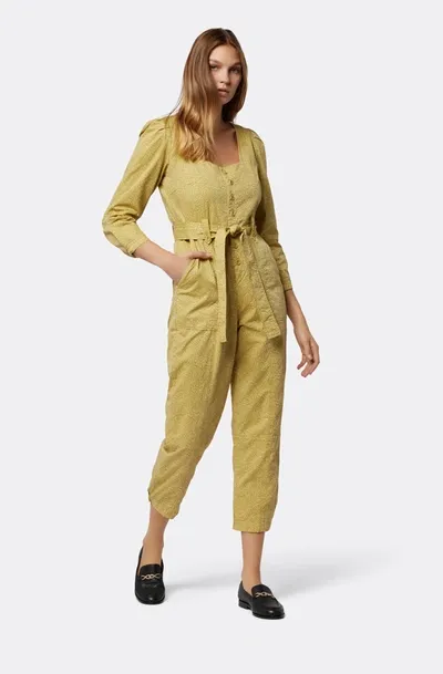 Joie Zohra Cropped Abstract-print Jumpsuit In Olive Oil