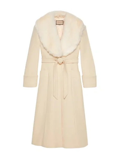 Gucci Wool Coat In Nude