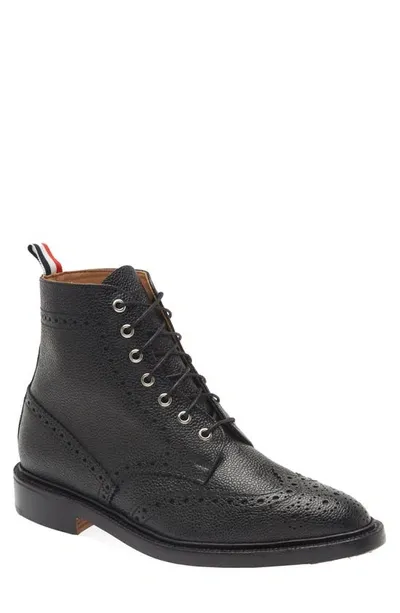 Thom Browne Black Classic Wingtip Boots