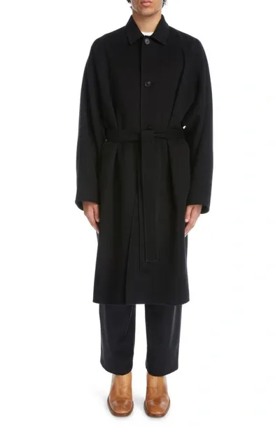 Acne Studios Belted Double Face Wool Coat In Black