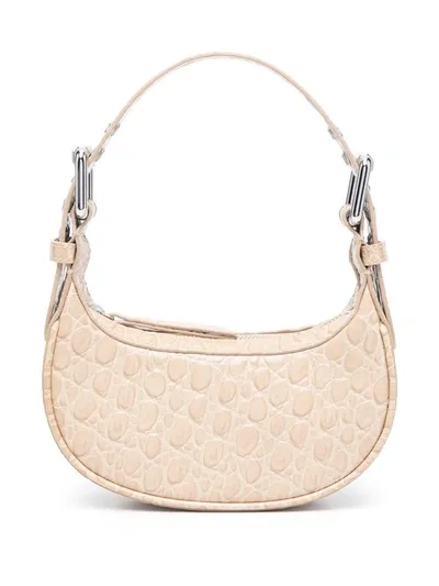 By Far Pre Mini Soho Croco Embossed Leather Shoulder Bag In Beige