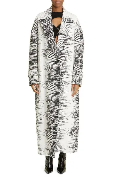 Attico Oversized Cotton-blend Coat In White/black