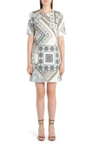 Etro Mediterranean Patchwork Shift Dress In Blue